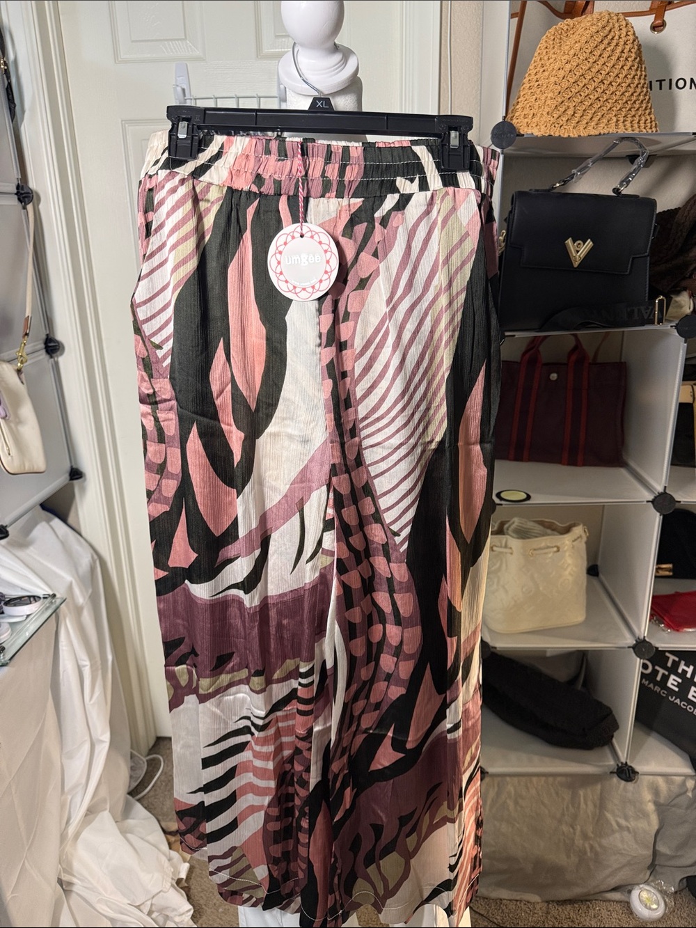 Umgee Pink Multi Abstract Print Maxi Skirt